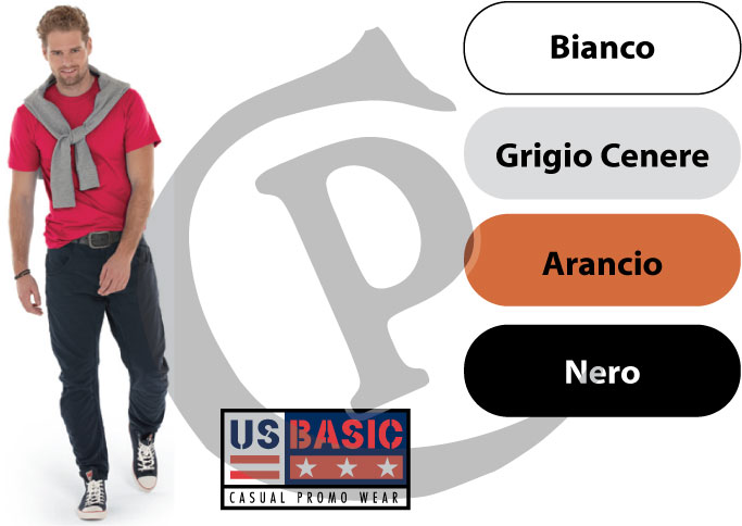 t-shirt personalizzate us basic super club, colori: Bianco, Grigio Cenere, Arancio, Nero.